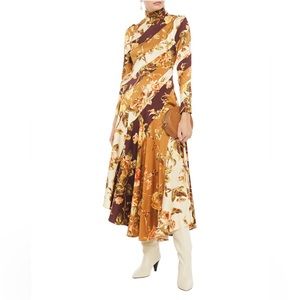 Zimmerman Resistance Spliced-floral print stretch-twill turtleneck midi dress
